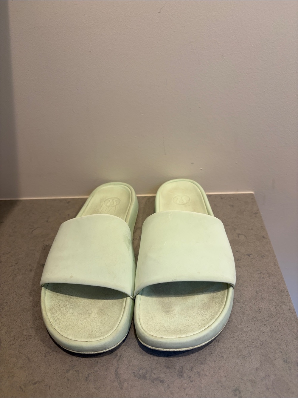 lululemon athletica Mint Green Slide Sandals